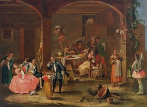 Lunch op het Platteland door Pietro Longhi